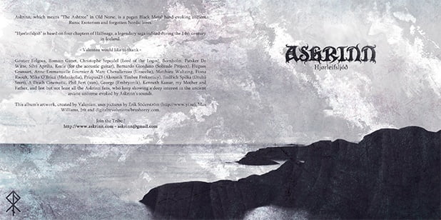 Full artwork of Hjørleifsljóð, the new Askrinn album (outside the booklet)