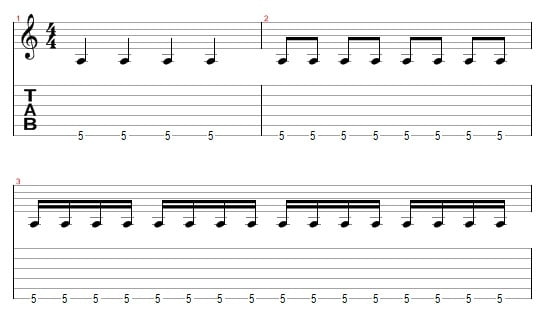 Warming up pattern for a more precise tremolo picking technique